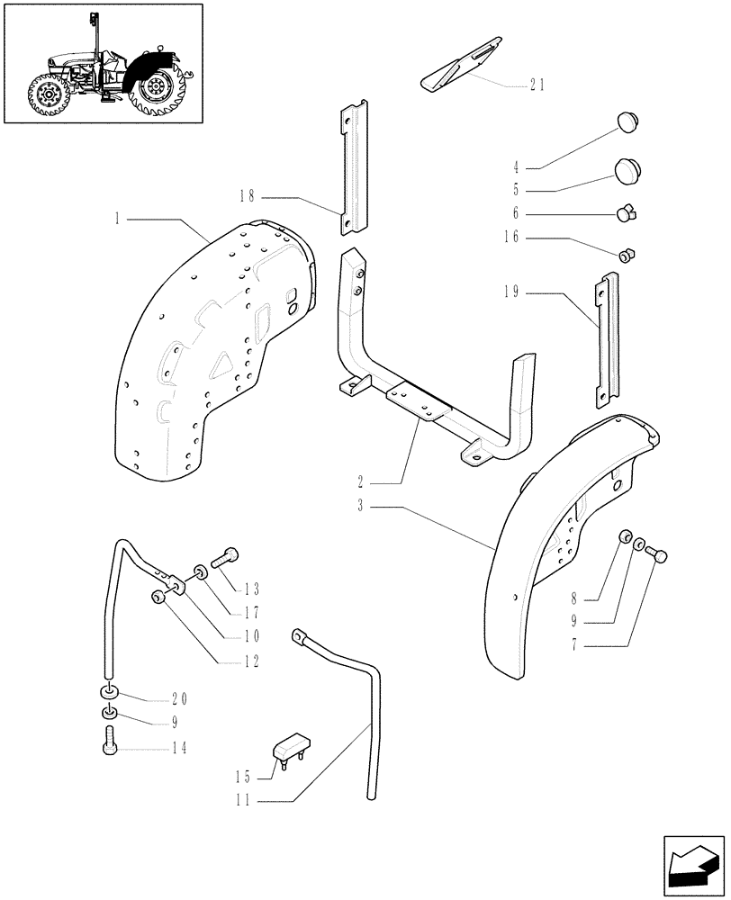 Схема запчастей Case IH JX1075C - (1.92.87[02]) - MUDGUARDS AND FOOTBOARDS - L/CAB (10) - OPERATORS PLATFORM/CAB