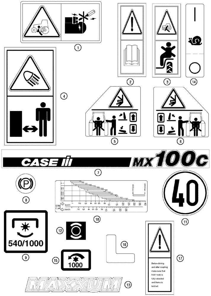 Схема запчастей Case IH MX80C - (09-86) - DECALS (09) - CHASSIS