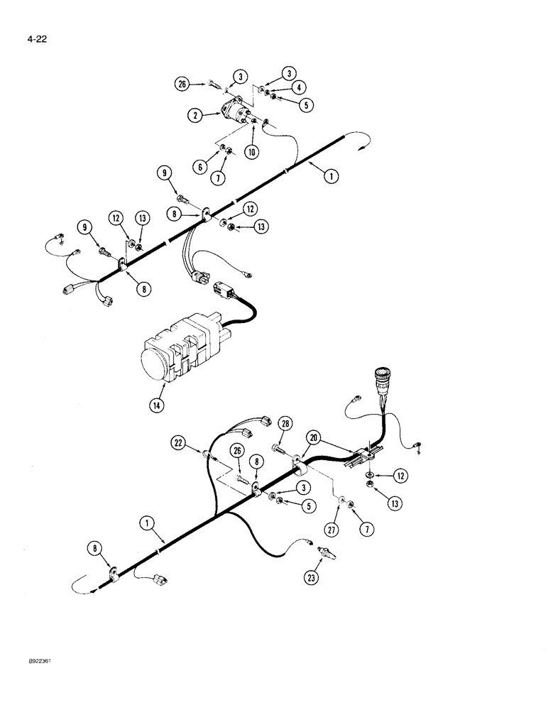 Схема запчастей Case IH 9210 - (4-022) - FRONT FRAME HARNESS (04) - ELECTRICAL SYSTEMS