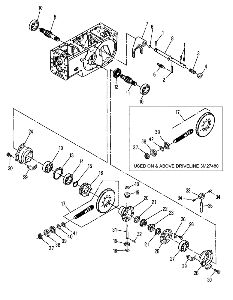 Схема запчастей Case IH DX45 - (05.01) - REAR AXLE DIFFERENTIAL & LOCK LINKAGE (05) - REAR AXLE