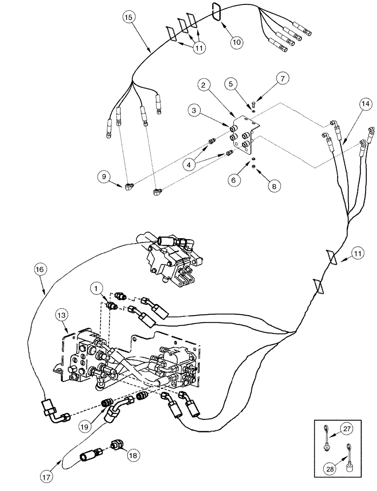 Схема запчастей Case IH L455 - (08-25) - HYDRAULICS EXTERNAL VALVE 2 Function - C50 - C60 With Self Leveling (08) - HYDRAULICS