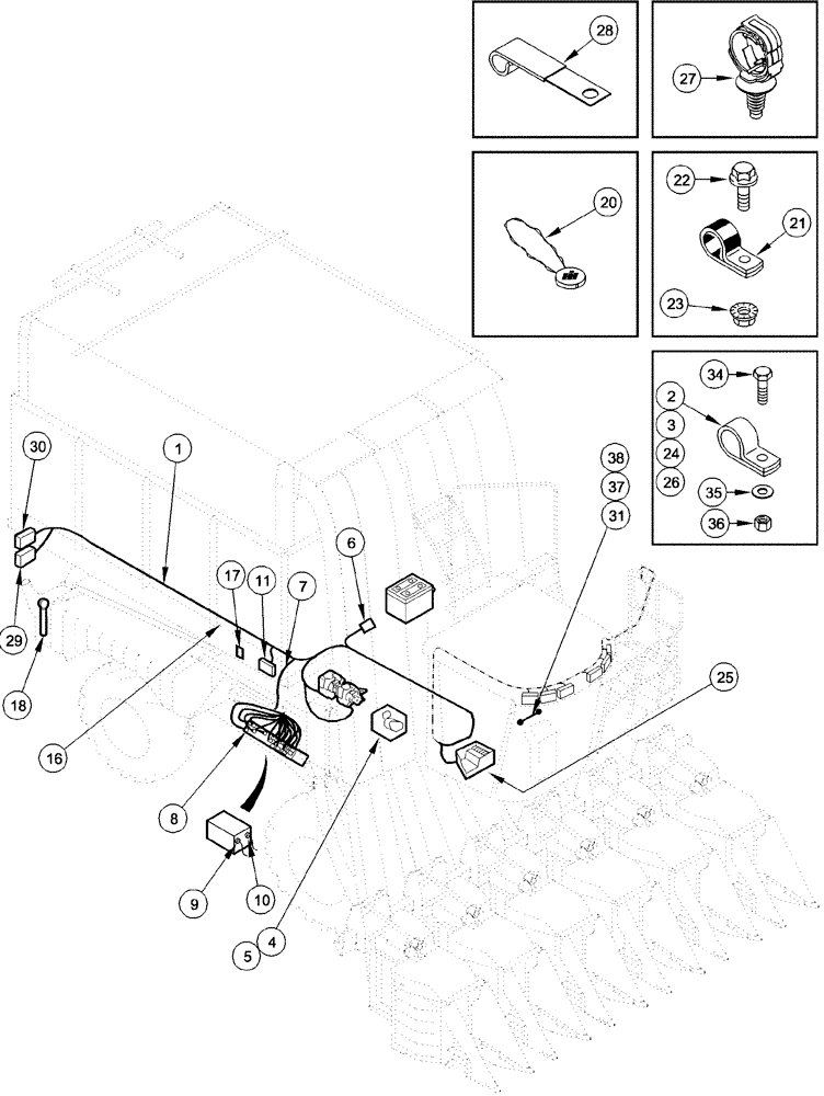 Схема запчастей Case IH 620 - (04-10) - HARNESS, RIGHT HAND SIDE - COMPONENT LOCATIONS (06) - ELECTRICAL SYSTEMS