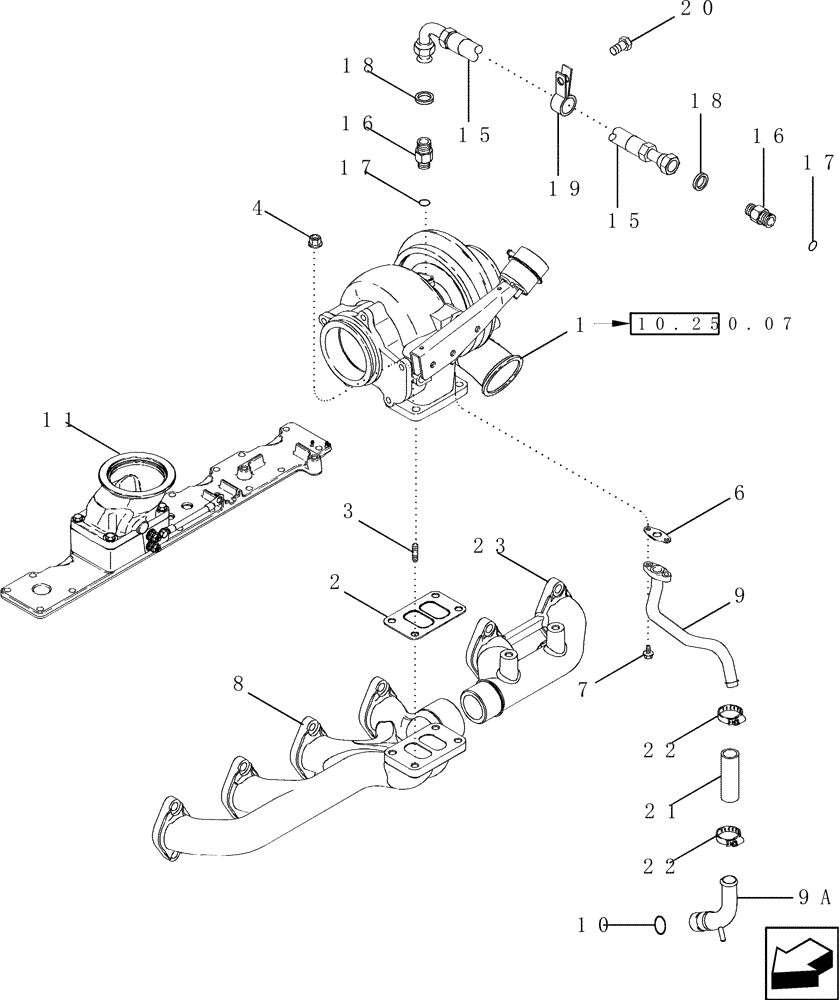 Схема запчастей Case IH 2577 - (10.250.05) - TURBOCHARGER SYSTEM (10) - ENGINE