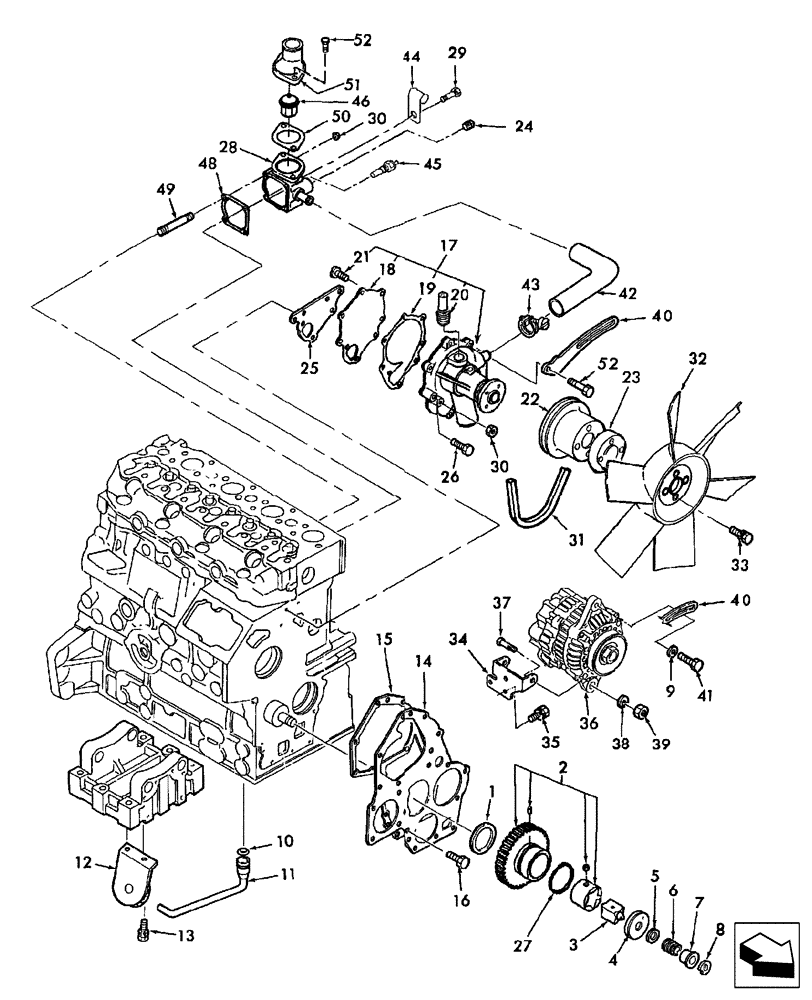 Схема запчастей Case IH DX55 - (01.06) - OIL PUMP, WATER PUMP & FAN (01) - ENGINE