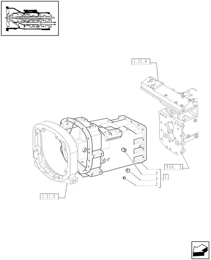 Схема запчастей Case IH JX60 - (1.21.0/01[01]) - (VAR.113-115) 20X12 TRANSMISSION WITH SYNCHRO SHUTTLE AND CREEPER - TRACTOR BODY (03) - TRANSMISSION