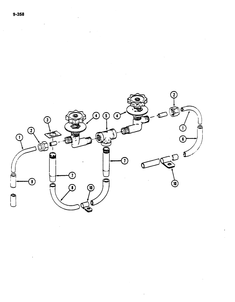 Схема запчастей Case IH 782 - (9-358) - WATER LINES IN DRUM (09) - CHASSIS ATTACHMENTS