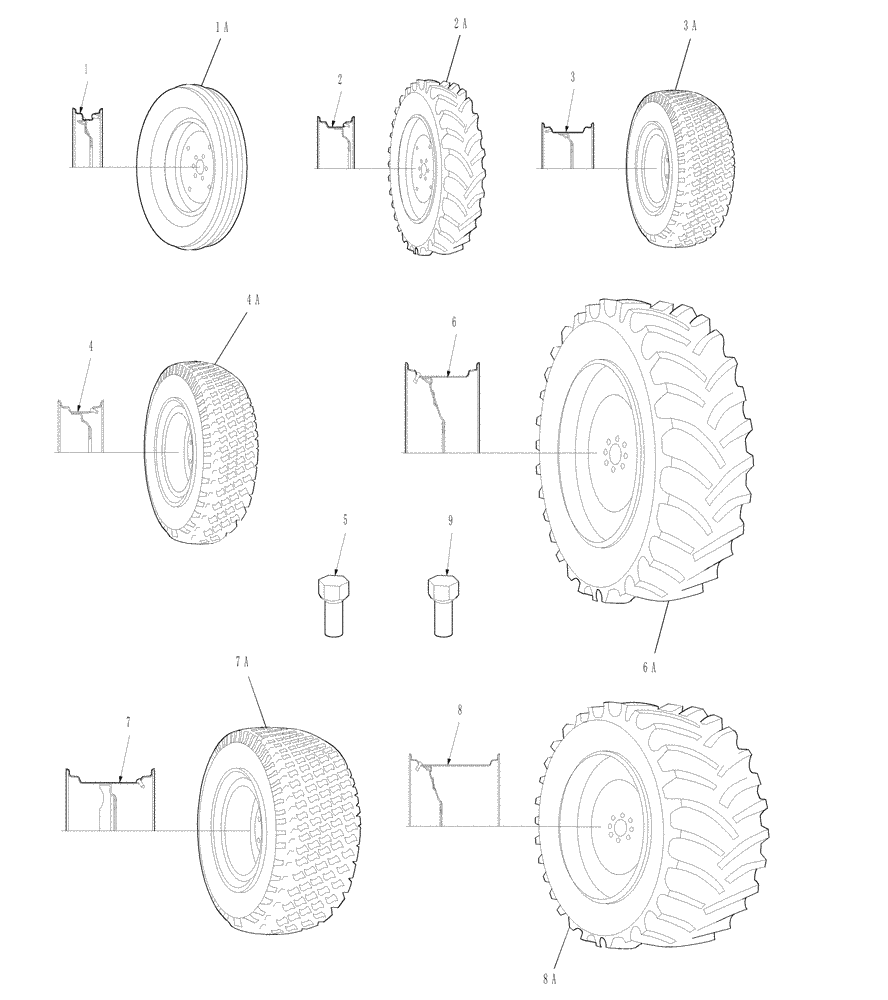 Схема запчастей Case IH DX31 - (11.01) - FRONT & REAR WHEELS (11) - WHEELS/TRACKS