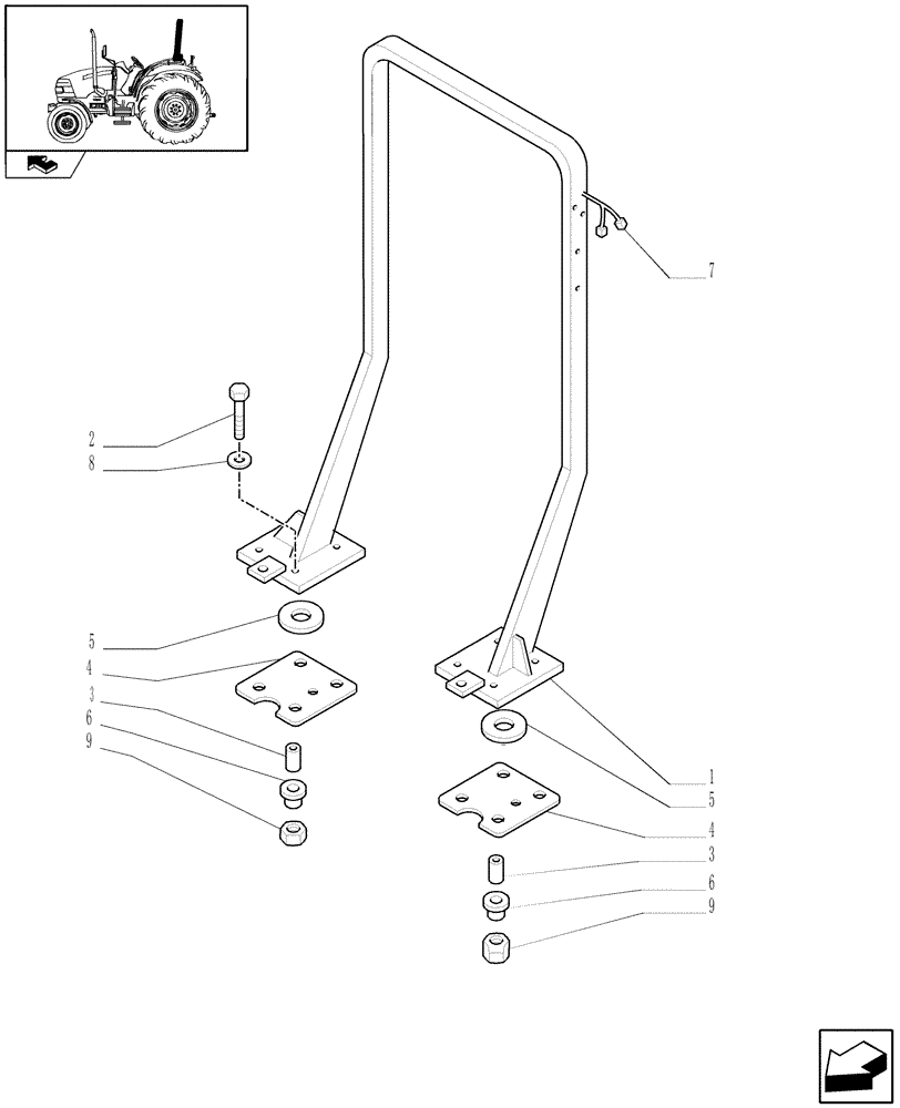 Схема запчастей Case IH FARMALL 70 - (1.92.89) - SAFETY FRAME - L/CAB (10) - OPERATORS PLATFORM/CAB