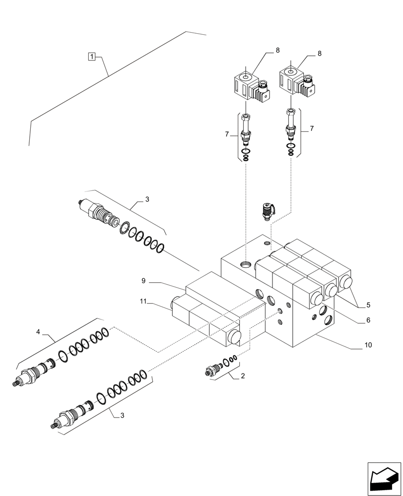 Схема запчастей Case IH A8800 - (35.310.AF[12]) - HYDRAULIC VALVE (ELEVATOR) (35) - HYDRAULIC SYSTEMS