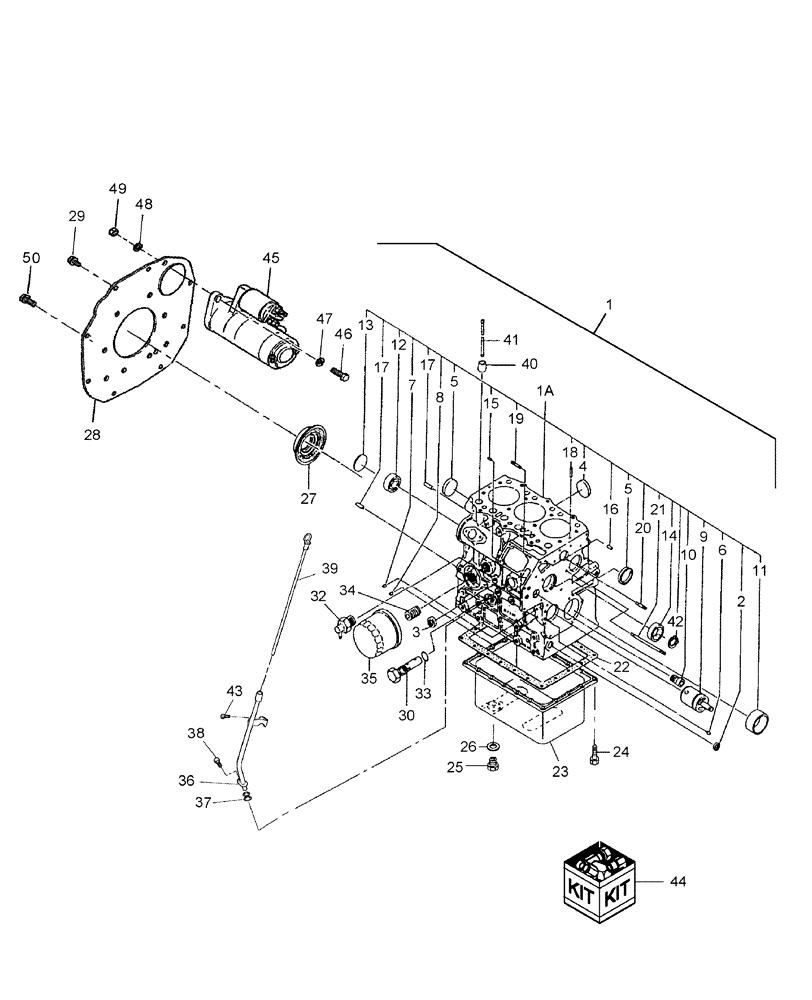 Схема запчастей Case IH DX18E - (01.01) - CYLINDER BLOCK (01) - ENGINE