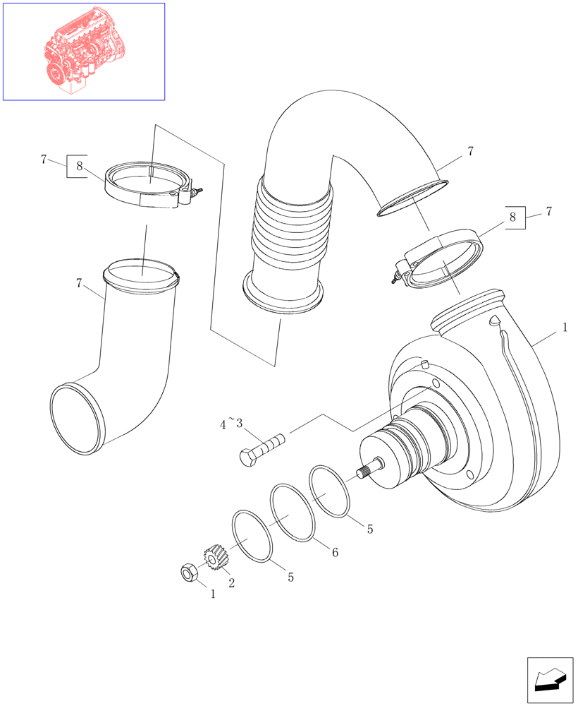 Схема запчастей Case IH STEIGER 485 - (02-50) - TURBOCHARGER - COMPOUND, STEIGER 485 (02) - ENGINE