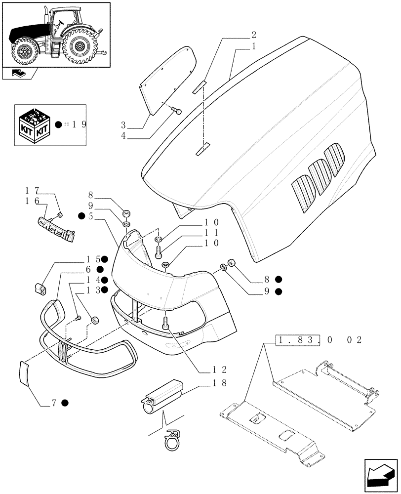 Схема запчастей Case IH MAXXUM 120 - (1.83.0[01A]) - HOOD - HOOD - D6650 (08) - SHEET METAL