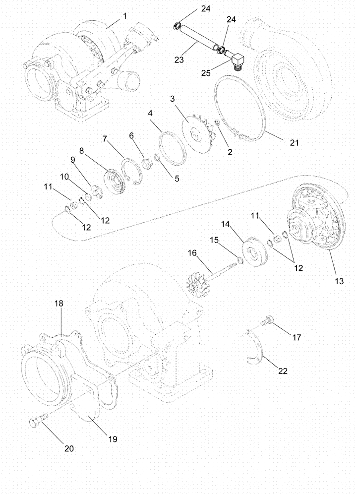 Схема запчастей Case IH 2388 - (02-17) - TURBOCHARGER ASSY (01) - ENGINE