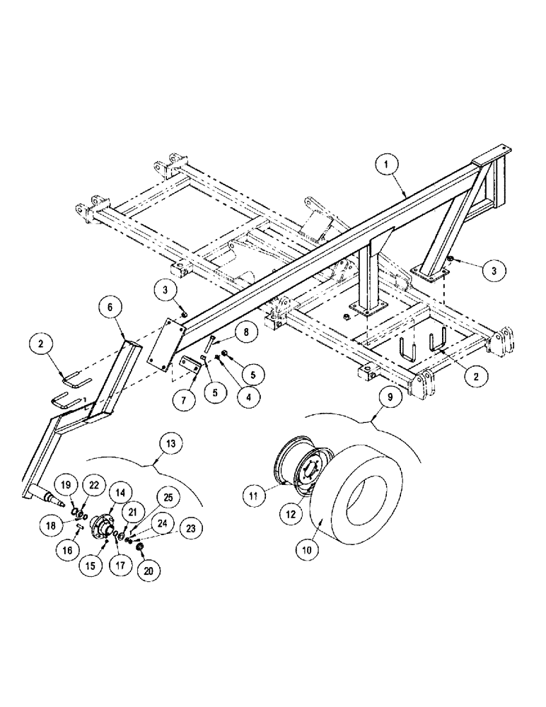 Схема запчастей Case IH CONCORD - (B14) - WING FRAME CASTER ASSEMBLY, BACK 