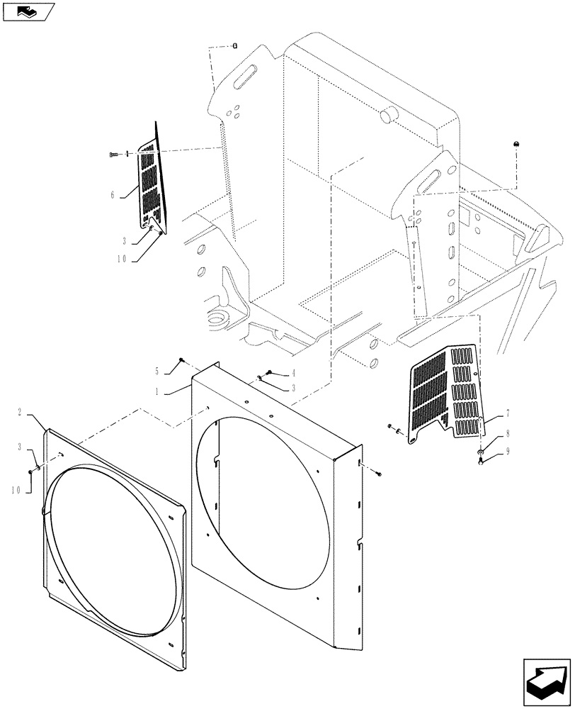 Схема запчастей Case IH TITAN 4530 - (10.406.04) - FAN SHROUD (10) - ENGINE