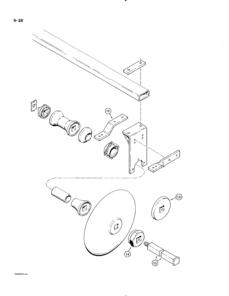 Схема запчастей Case IH 350 - (9-28) - FRONT AND REAR GANGS AND GANG BARS (09) - CHASSIS/ATTACHMENTS