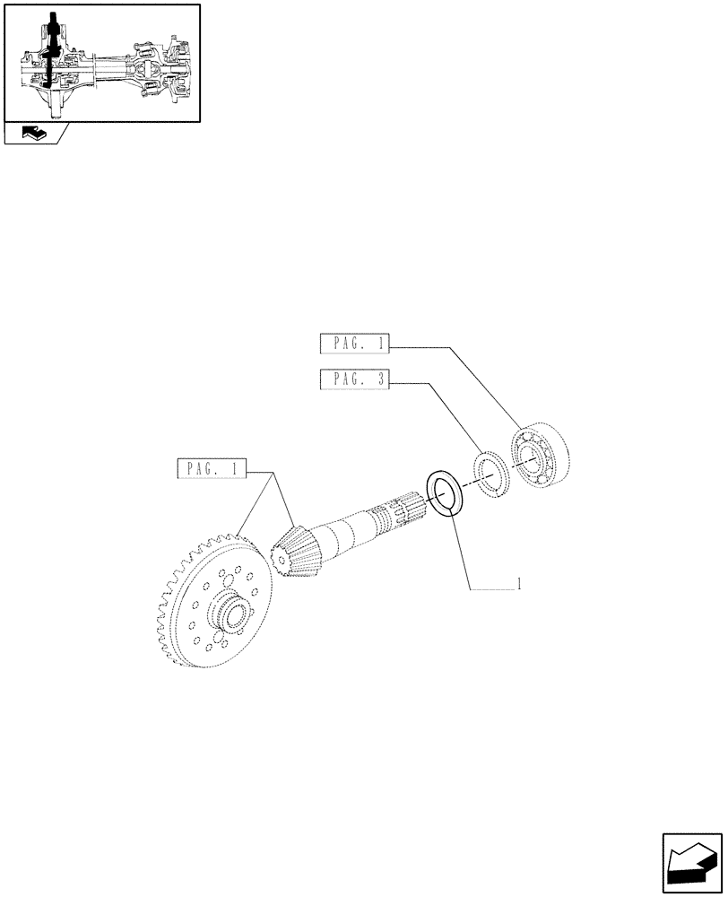 Схема запчастей Case IH PUMA 125 - (1.40. 8/06[02]) - (CL.3) SUSPENDED FRONT AXLE W/MULTI-PLATE DIFF. LOCK AND ST. SENSOR - ADJUSTING SHIMS (VAR.330414) (04) - FRONT AXLE & STEERING