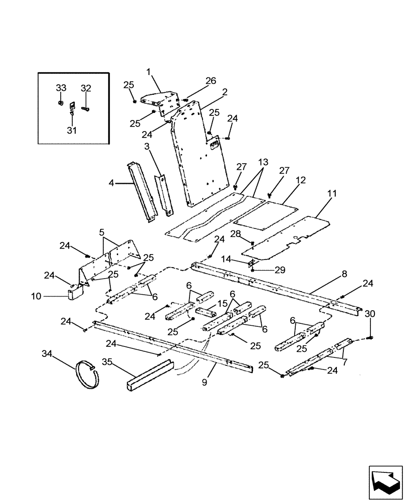 Схема запчастей Case IH 2577 - (90.102.02) - ENGINE SHIELDS AND SERVICE DECK SUPPORTS (90) - PLATFORM, CAB, BODYWORK AND DECALS