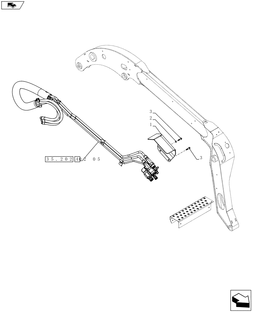 Схема запчастей Case IH SV185 - (35.734.AH[02]) - AUX HYD, HIGH FLOW, ARM PLUMBING (SV185) (35) - HYDRAULIC SYSTEMS