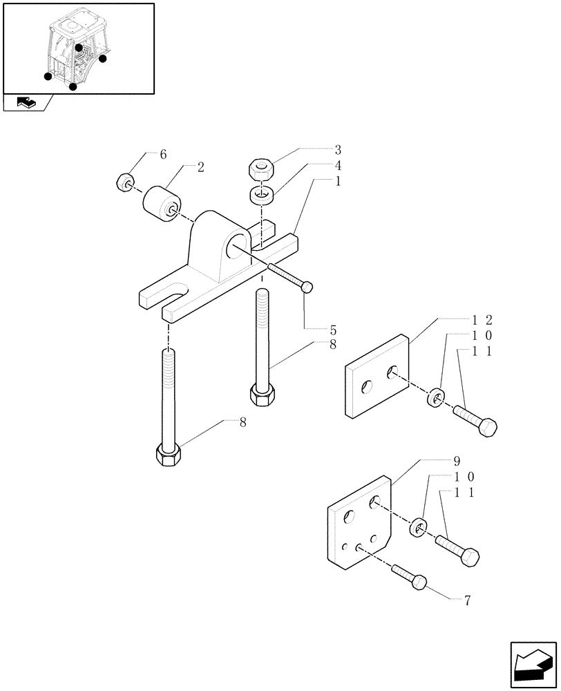 Схема запчастей Case IH FARMALL 95C - (1.87.0[02]) - CAB SUPPORTS (08) - SHEET METAL