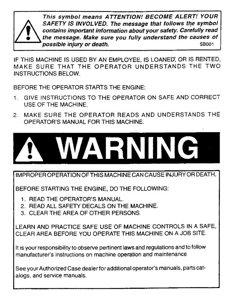 Схема запчастей Case IH CONCORD - (A) - WARNING 