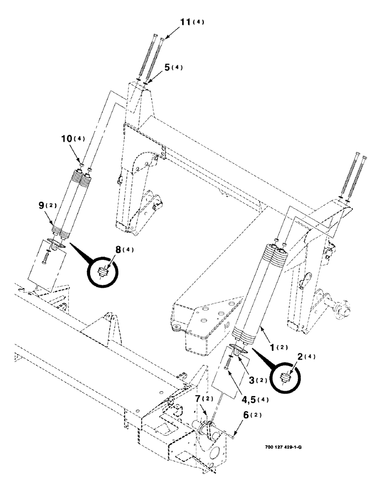 Схема запчастей Case IH 8309 - (7-12) - FLOTATION ASSEMBLY, UPPER (58) - ATTACHMENTS/HEADERS