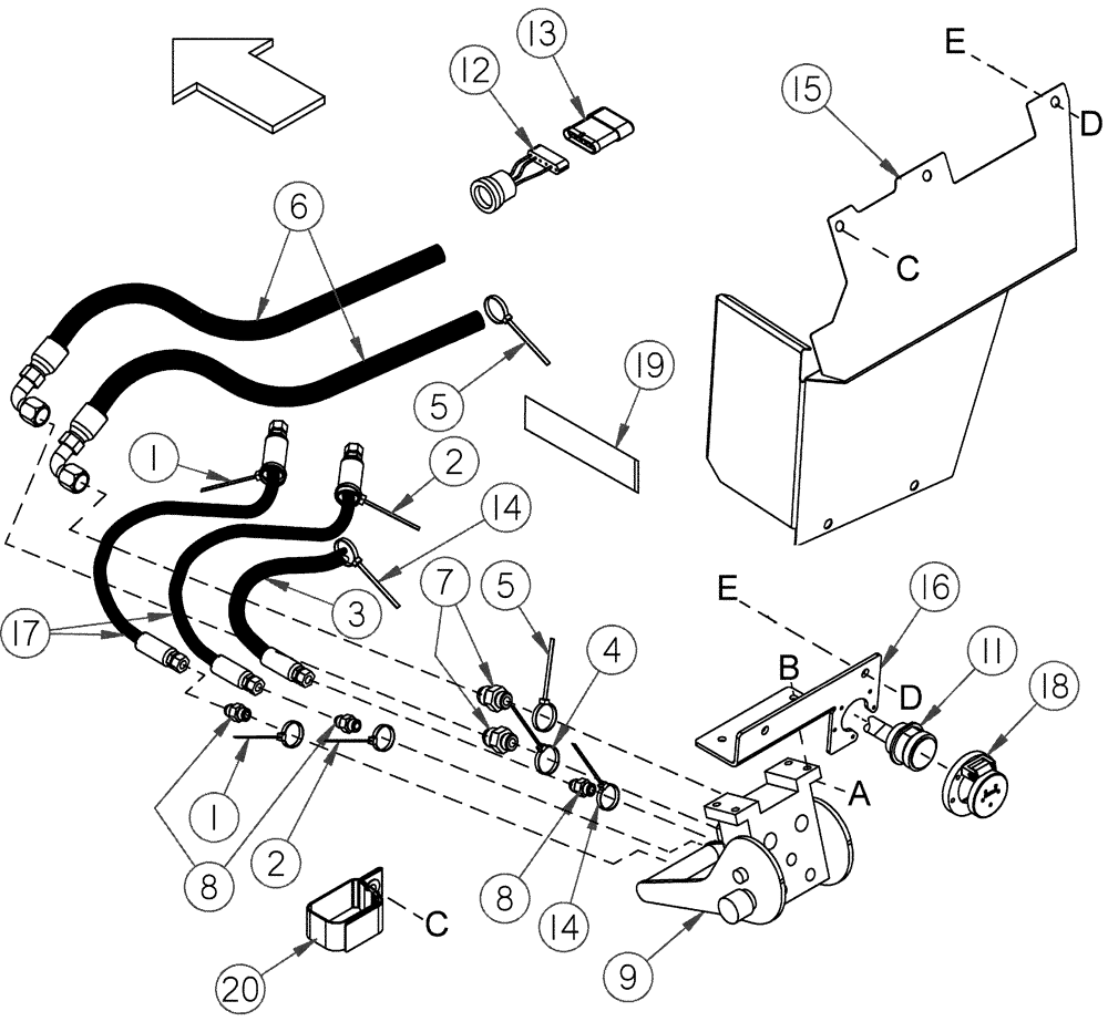 Схема запчастей Case IH 2152 - (09-70) - CASE 10, 20, AND 88 SERIES ADAPTER HYDRAULIC/ELECTRICAL COMPLETION 