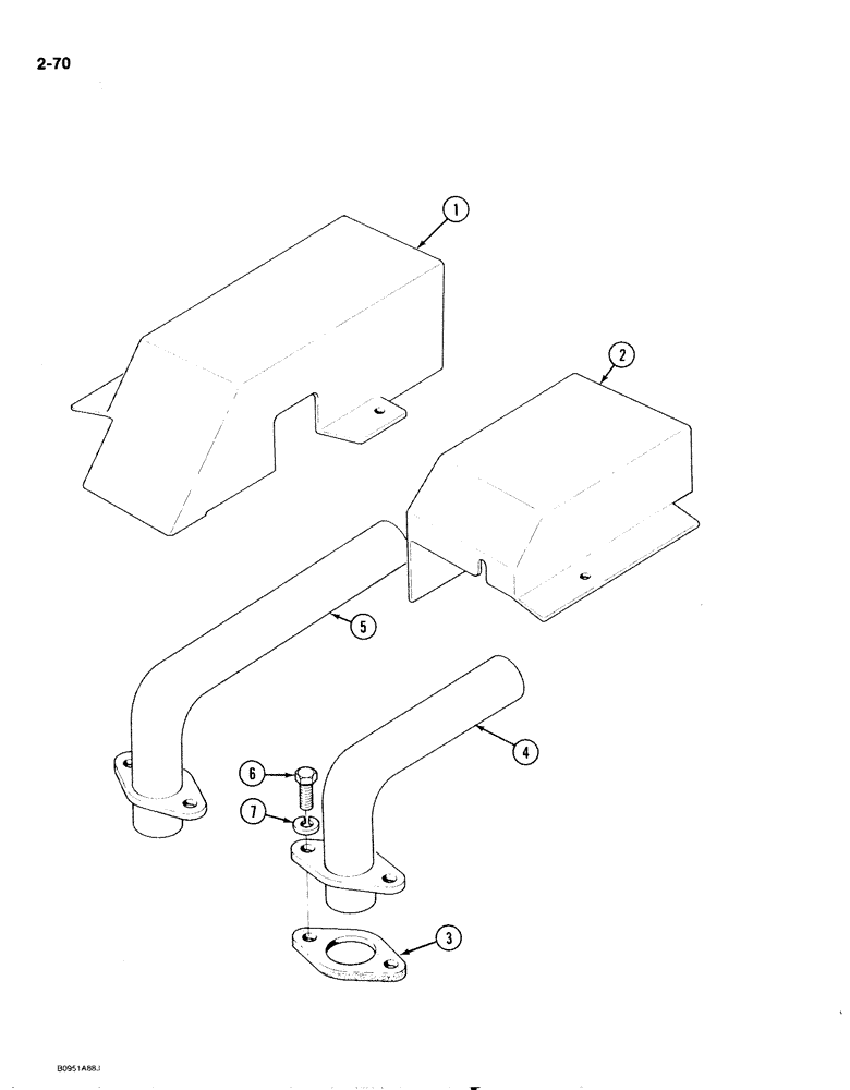 Схема запчастей Case IH 1818 - (2-070) - EXHAUST SYSTEM, GASOLINE MODELS (02) - ENGINE