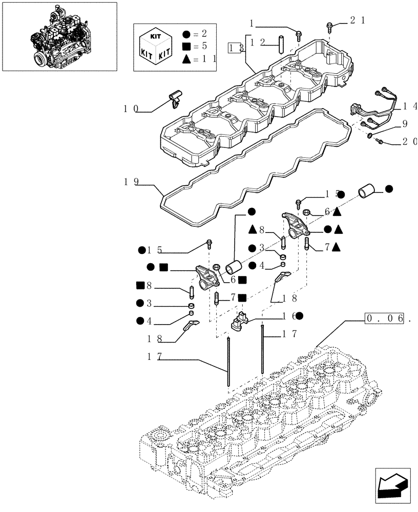 Схема запчастей Case IH MXU125 - (0.06.6/03) - ROCKER SHAFT (01) - ENGINE