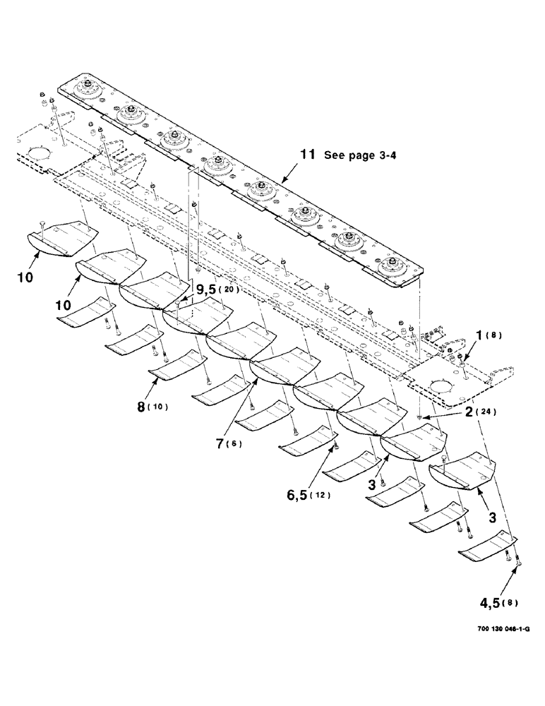 Схема запчастей Case IH 8850 - (3-02) - CUTTER BAR, ROCK GUARD AND SKID SHOE ASSEMBLY (58) - ATTACHMENTS/HEADERS