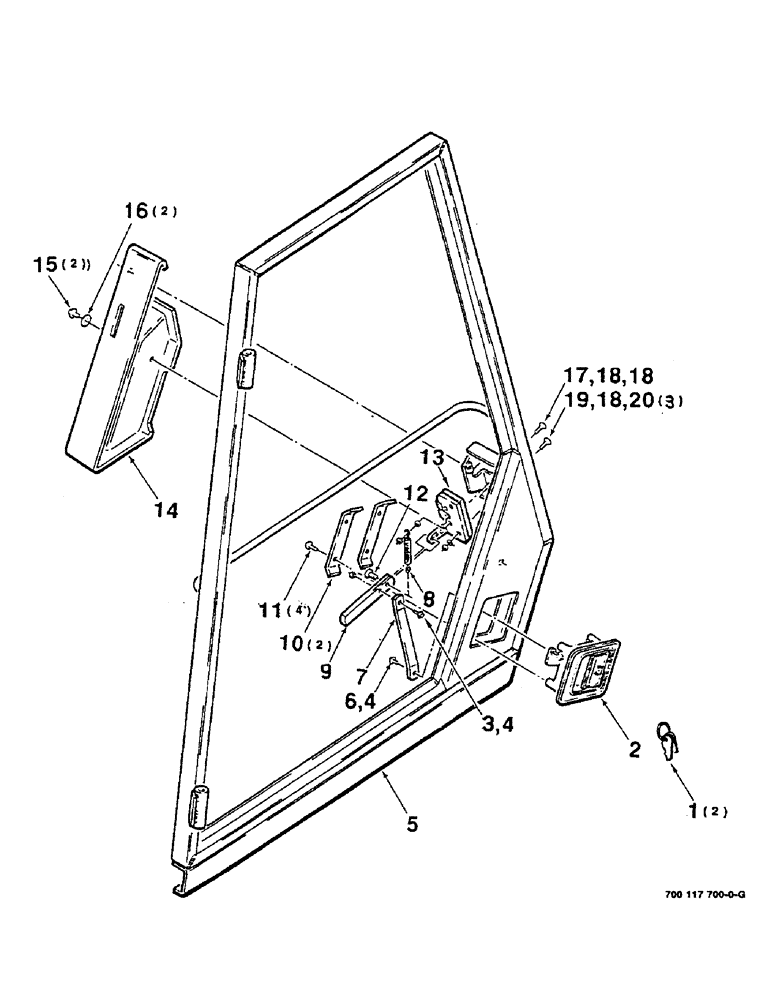 Схема запчастей Case IH 8825 - (07-06) - CAB DOOR ASSEMBLY (09) - CHASSIS