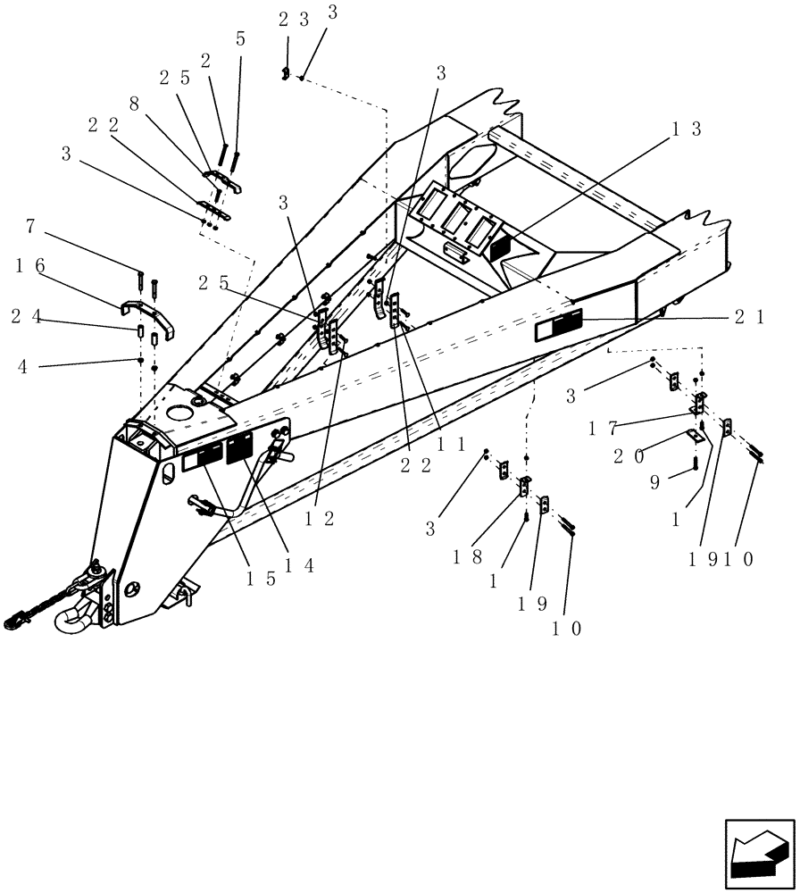 Схема запчастей Case IH ADX3360 - (F.10.D[03]) - FRONT FRAME - TOW BETWEEN HYDRAULIC HOSE CLAMPS (BSN CBJ0004441) F - Frame Positioning