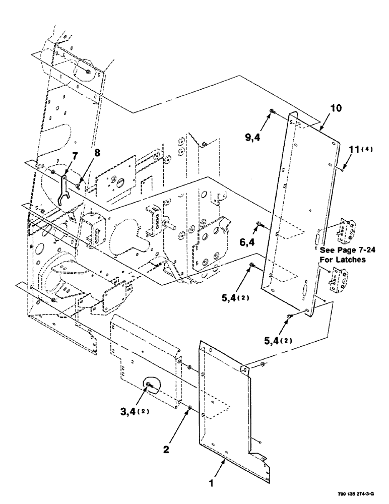 Схема запчастей Case IH RS451 - (7-18) - LATCH SUPPORT ASSEMBLIES, LEFT (12) - MAIN FRAME