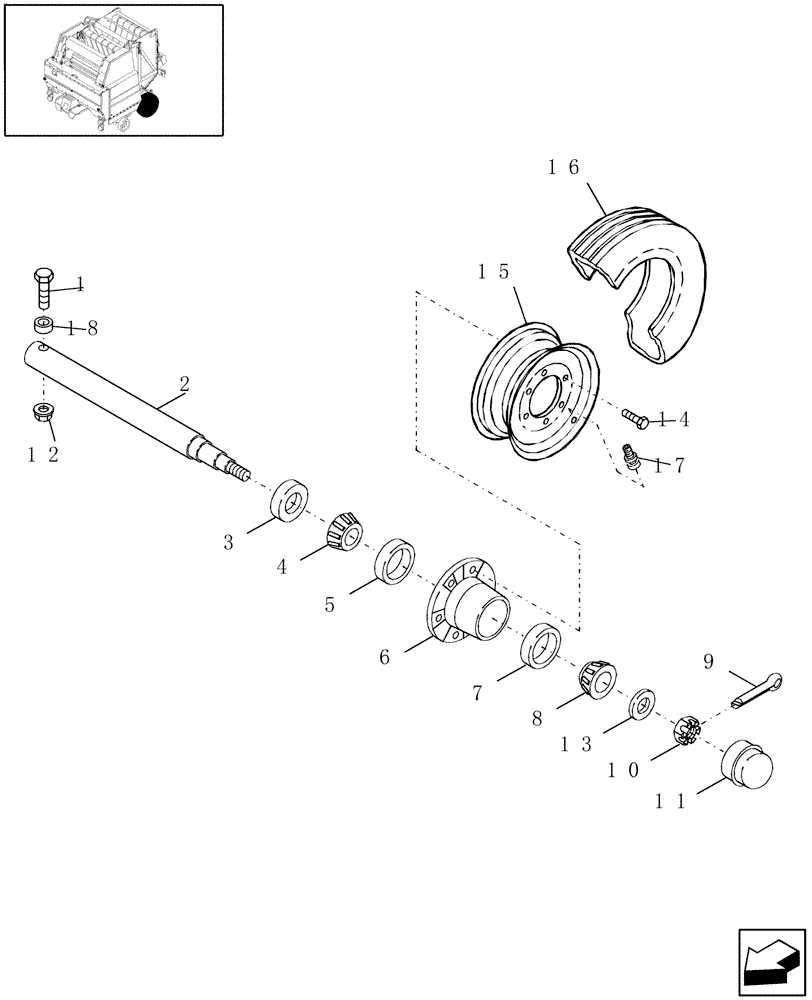 Схема запчастей Case IH RBX441 - (004) - WHEEL HUB, SPINDLE & TIRE (44) - WHEELS