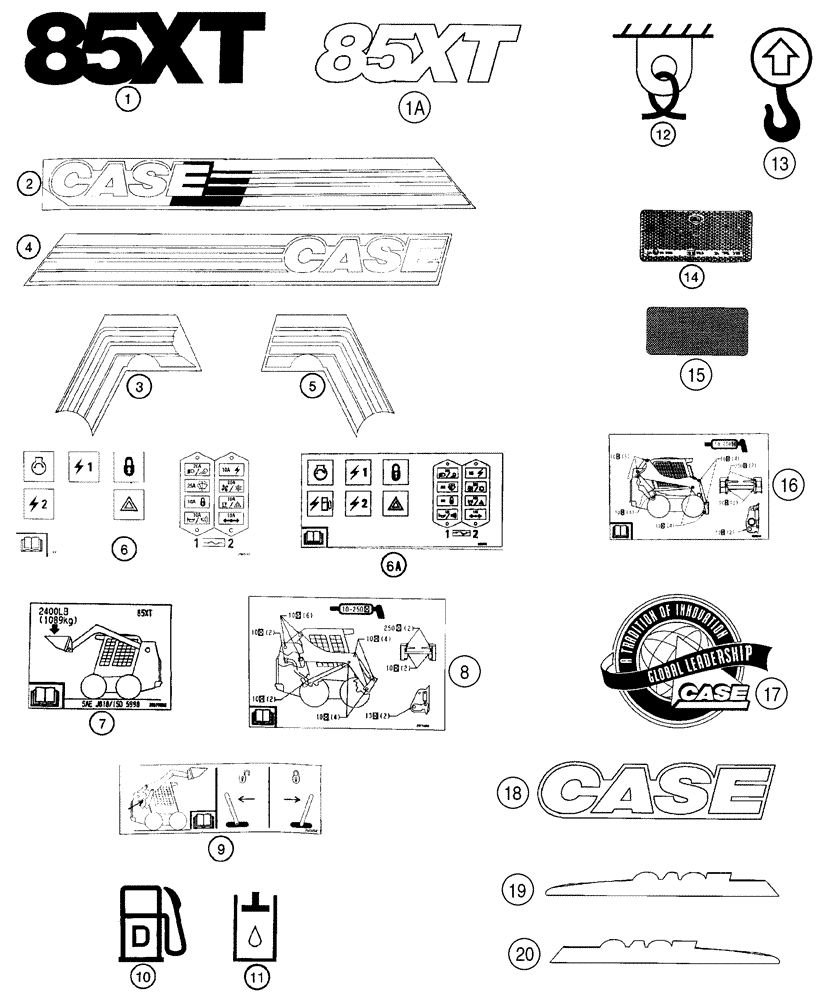 Схема запчастей Case IH 85XT - (09-62) - DECALS (09) - CHASSIS