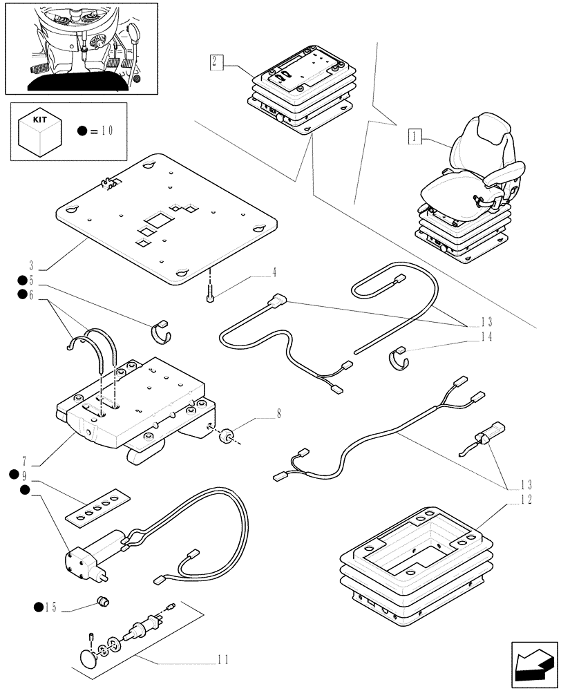 Схема запчастей Case IH MXU130 - (1.93.3/ F[04]) - (VAR.859) "GRAMMER" DELUXE SEAT W/AIR SPRING, W/BELTS AND W/SWITCH - BREAKDOWN - W/CAB (10) - OPERATORS PLATFORM/CAB