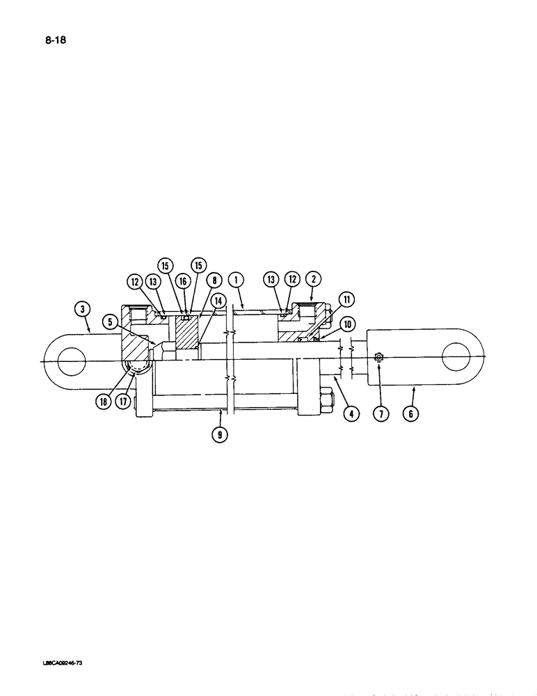 Схема запчастей Case IH 496 - (8-18) - WING FOLDING CYLINDER 4 X 16 INCH (08) - HYDRAULICS