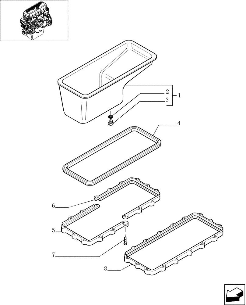 Схема запчастей Case IH 7010 - (10.102.02[01]) - OIL SUMP & RELATED PARTS, BSN HAJ106401 (10) - ENGINE