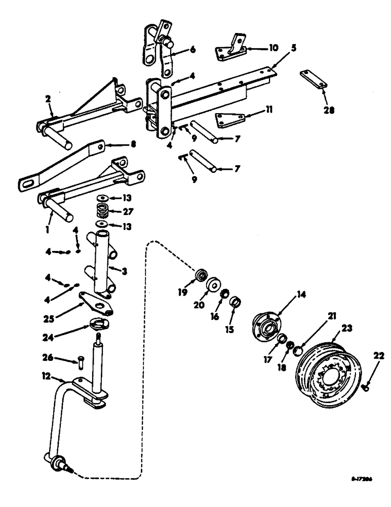 Схема запчастей Case IH 700 - (AK-27) - REAR FURROW WHEEL UNIT 