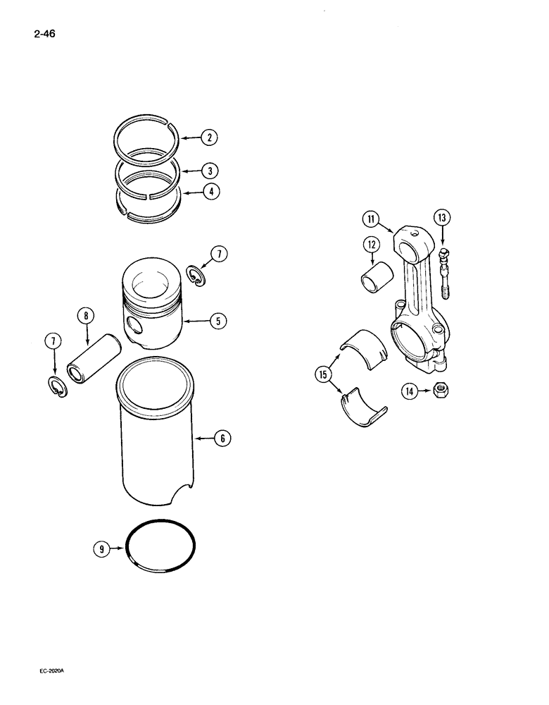 Схема запчастей Case IH 495 - (2-046) - PISTONS AND SLEEVES (02) - ENGINE