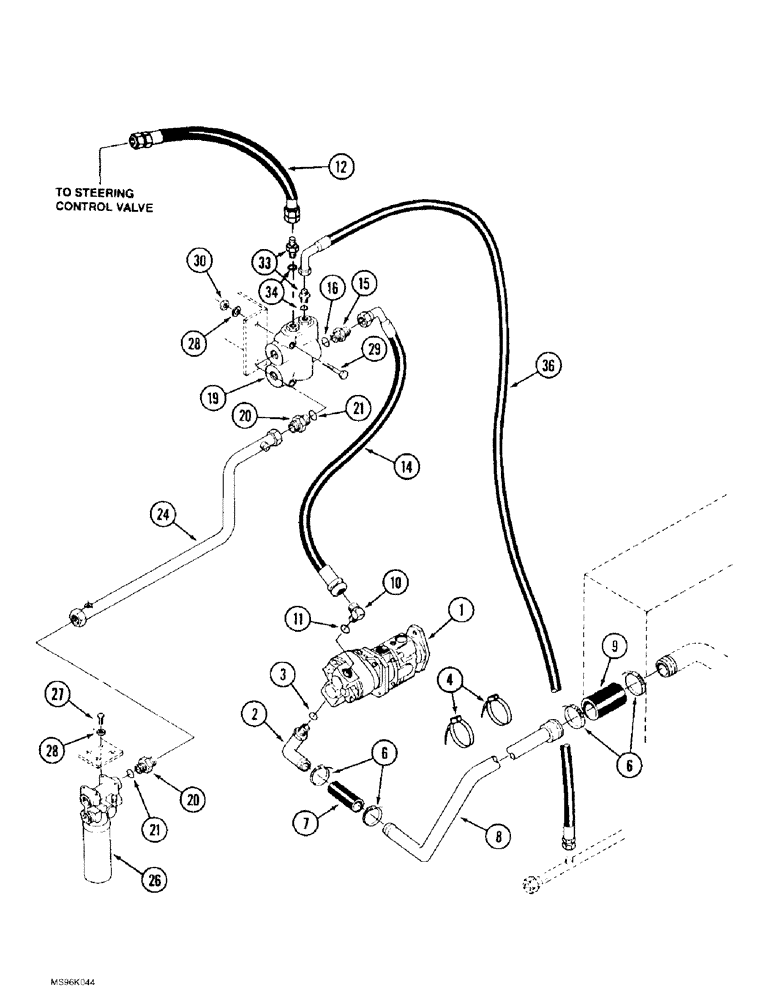 Схема запчастей Case IH 9370 - (8-004) - STANDARD HYDRAULIC SYSTEM, PUMP CIRCUIT TO PRIORITY VALVE, 9370 AND 9380 ONLY (08) - HYDRAULICS