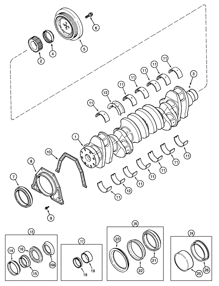 Схема запчастей Case IH 5130 - (2-064) - CRANKSHAFT, 6-590 ENGINE, 6T-590 ENGINE (02) - ENGINE