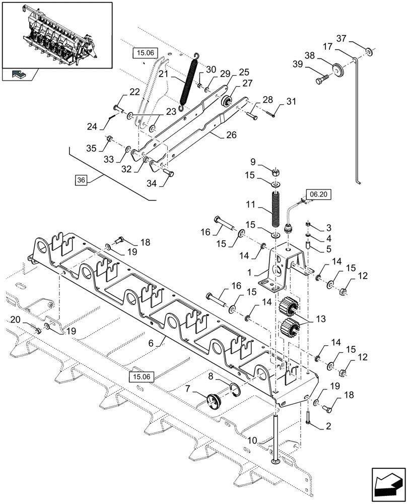 Схема запчастей Case IH LB333S - (15.07[01]) - TWINE TENSIONERS (15) - KNOTTER /WRAPPER