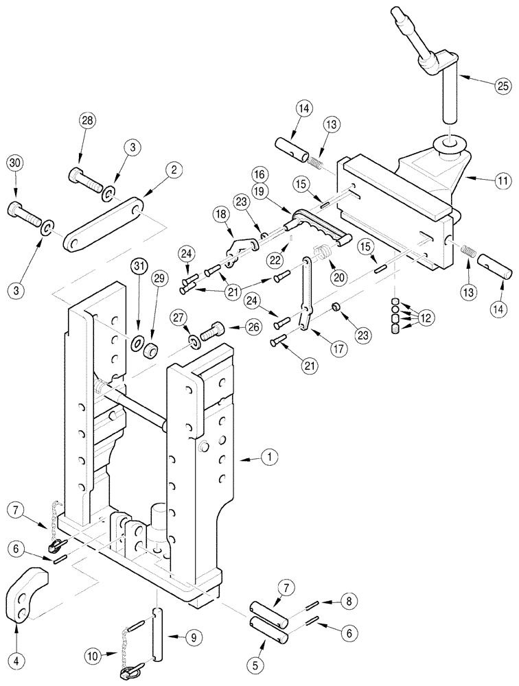 Схема запчастей Case IH 5220 - (9-020) - TRAILER HITCH WITH MANUAL CLEVIS (09) - CHASSIS/ATTACHMENTS