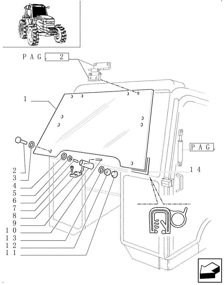 Схема запчастей Case IH MXM120 - (1.92.3[01]) - (VAR.640) HINGED WINDSHIELD (10) - OPERATORS PLATFORM/CAB