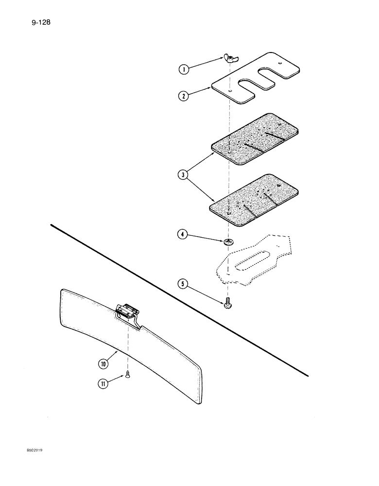 Схема запчастей Case IH 7130 - (9-128) - CAB REAR ACCESS KIT AND SUNVISOR KIT (09) - CHASSIS/ATTACHMENTS