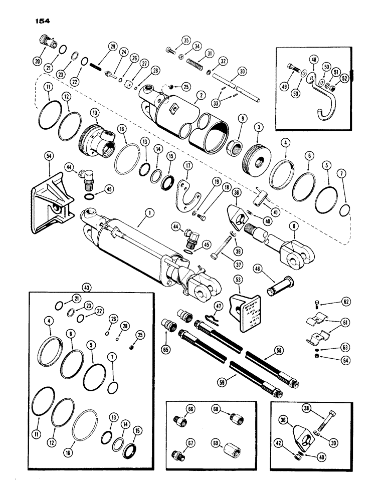 Схема запчастей Case IH 1030 - (154) - 3 1/4 INCH X 8 INCH REMOTE HYDRAULIC CYLINDER, WITH HYDRAULIC LIMIT STOP (08) - HYDRAULICS