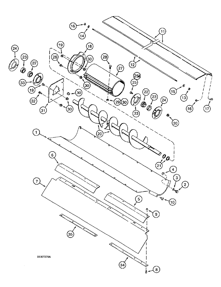 Схема запчастей Case IH 1644 - (9D-18) - TAILINGS AUGER TROUGH (16) - GRAIN ELEVATORS & AUGERS