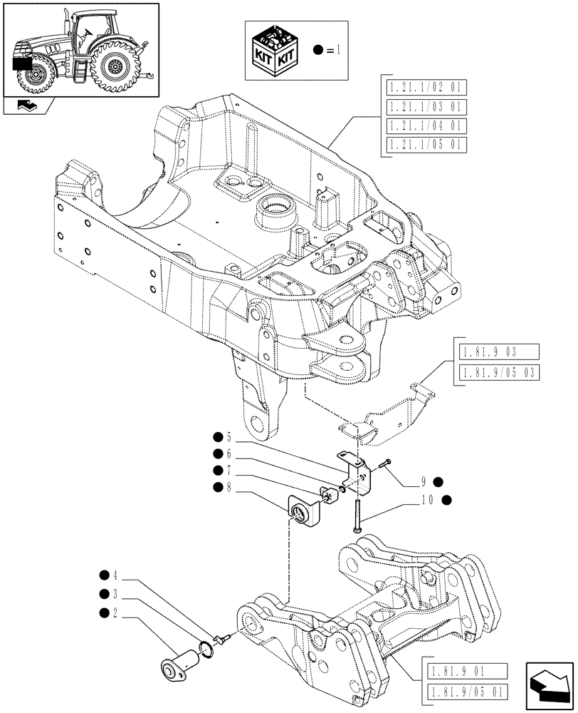 Схема запчастей Case IH PUMA 140 - (1.75.0/13) - INTEGRATED FRONT HPL - TURN ANGLE SENSOR (VAR.333648-334648-335648-336831-337831) (06) - ELECTRICAL SYSTEMS