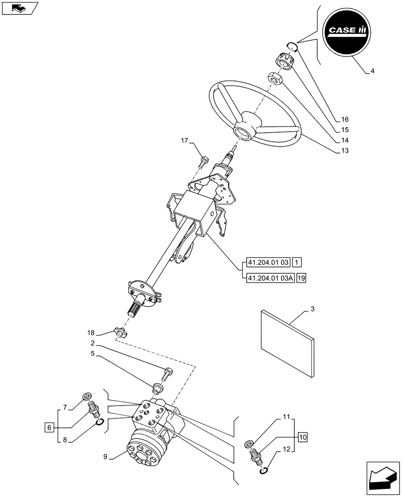 Схема запчастей Case IH PUMA 170 - (41.204.01[01]) - HYDROSTATIC STEERING WHEEL AND STEERING COLUMN (41) - STEERING